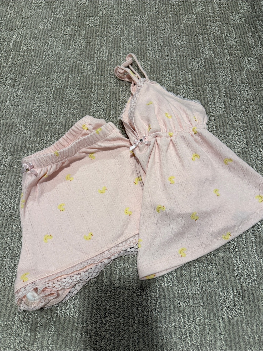 Women's Pink Lace-Trim Pajama Cami & Short Set, pink rose s